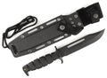 S45C, 6-3/4" Fixed Blade Combat Knife, Rubber Handle