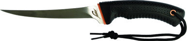 420J2, 6-1/2" Fixed Blade Fillet Knife, Non-Slip Rubber Handle