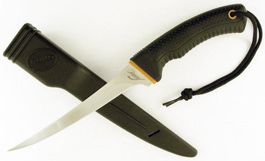 420J2, 6-1/2" Fixed Blade Fillet Knife, Non-Slip Rubber Handle