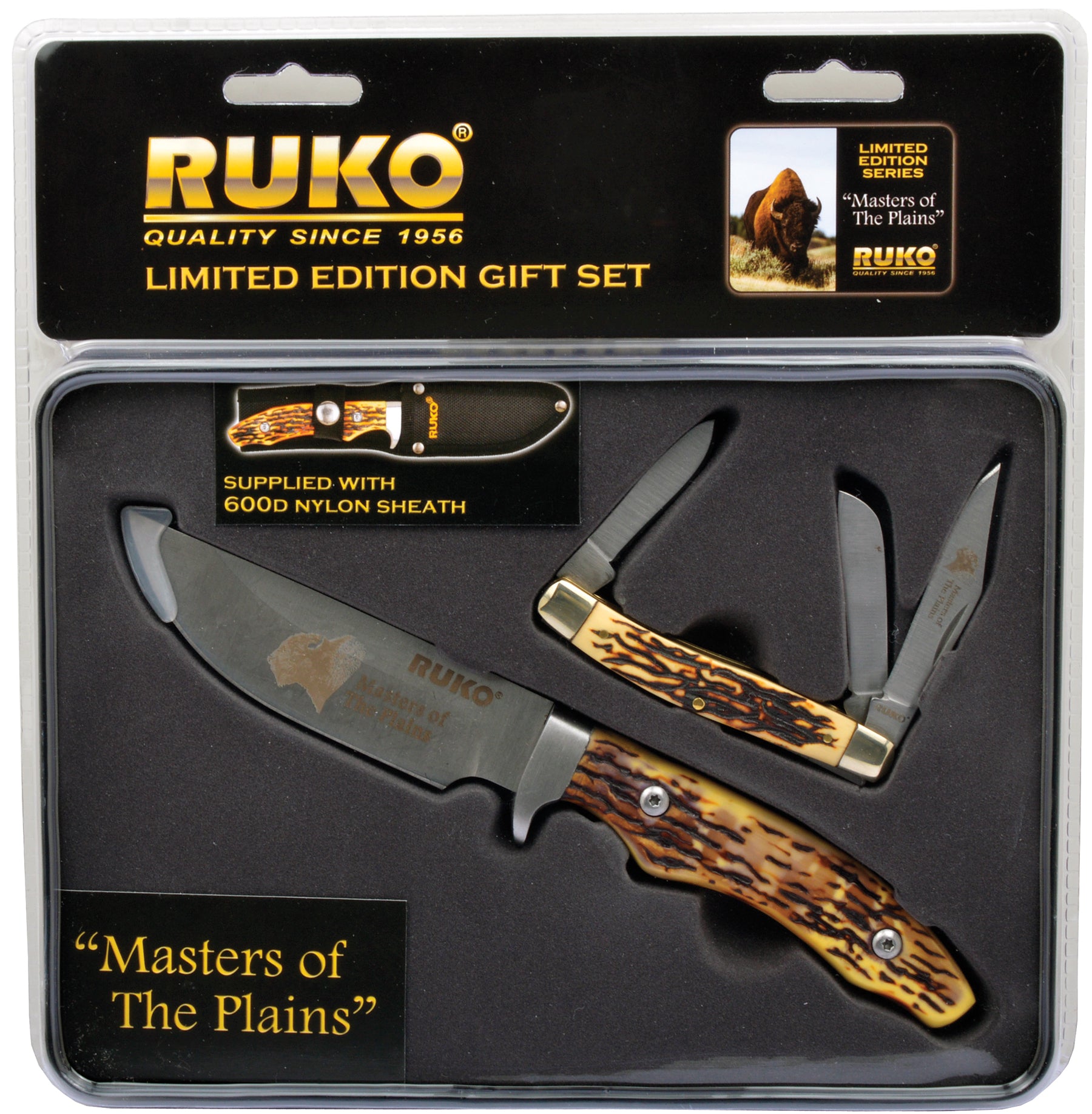 420A Fixed Blade & Folder Set, Masters of The Plains, Gift Tin - Clamshell