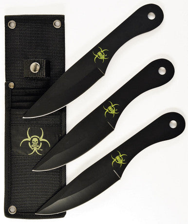 3-Piece Single-Edge Drop Point Throwing Knife Set with Sheath