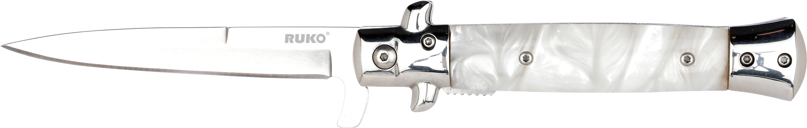 420A, 4" Folding Blade Assisted Open Knife, White Pearl Acrylic Handle