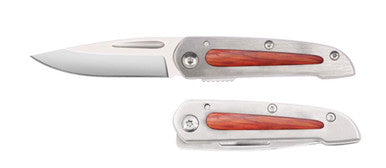 440A, 2-1/4" Folding Blade Pocket Knife, Stainless Steel Handle w/Pakkawood Inlay, 6 Min.