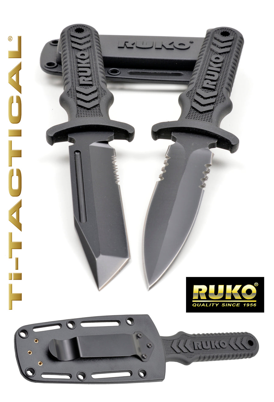 440A TiN, mod. tanto pt. 1/3 serrated, boot clip sheath