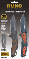 440A, Folding Knife Set, Tactical/Traditonal, Pakkawood Handles