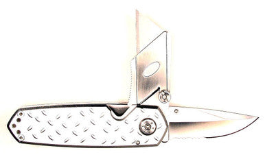 420A, 2-1/2" Folding Blade Work Knife, Silver Aluminum Handle