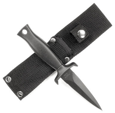 420J2, 3-1/2" Fixed Blade Boot Knife, Non-Slip Powder Coated Aluminum Handle