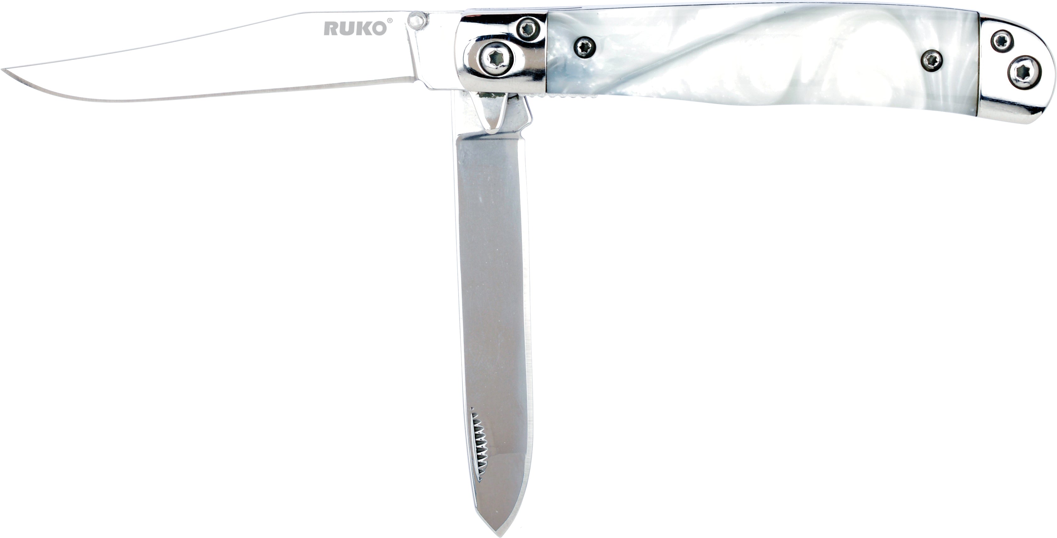 420A, Folding Trapper Assisted Open Knife, White Pearl Acrylic Handle