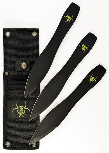 420A, 9" Double Edge 3PC Throwing Knife w/ Nylon Sheath