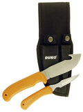 2 PC Fixed Blade Skinning Knife Set, Blaze Orange Polypropylene Handles