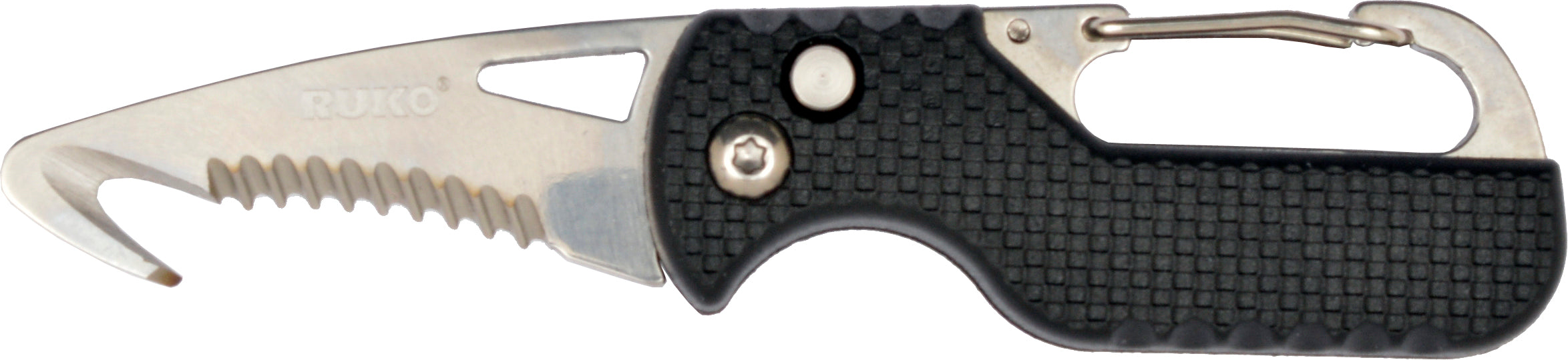 RUKO RUK0194BK, 7CR17MOV, 1.75" Folding Blade Rescue Knife, black GFR Nylon Handle